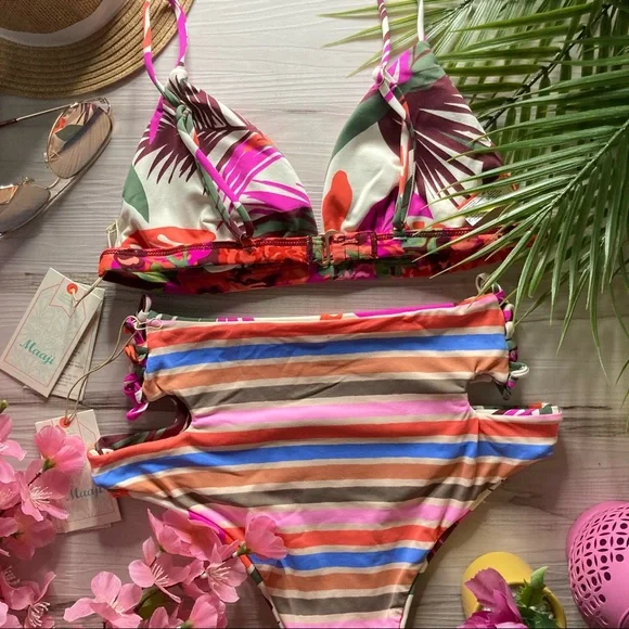 Maaji 🌺 Reversible Colorful Tropic Nature Bikini Set 👙🍉🔥☀️🦜🌴💕 - Picture 10 of 12